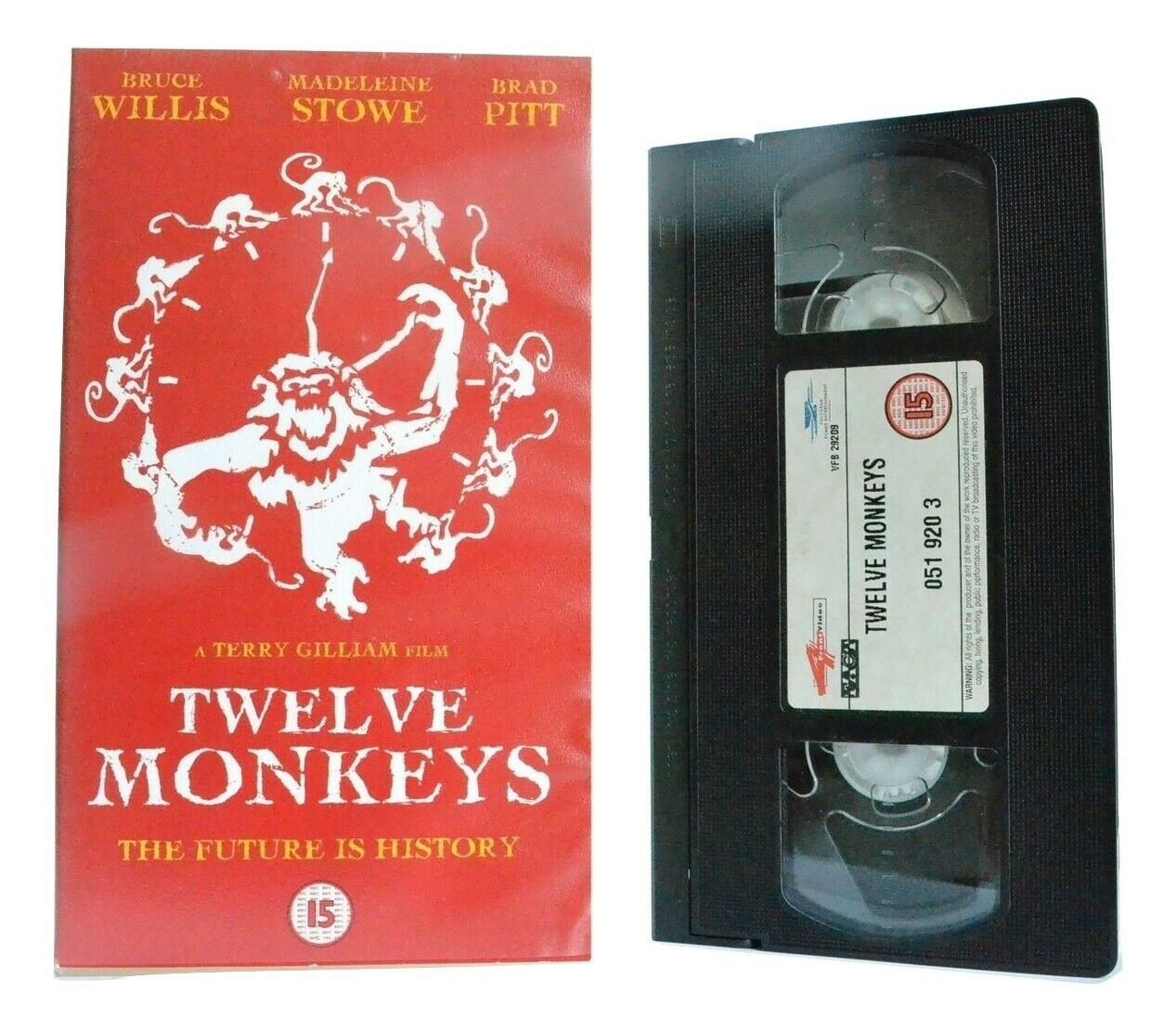 Twelve Monkeys: Time Travel - Bruce Willis - Brad Pitt - Action (1995) - VHS-