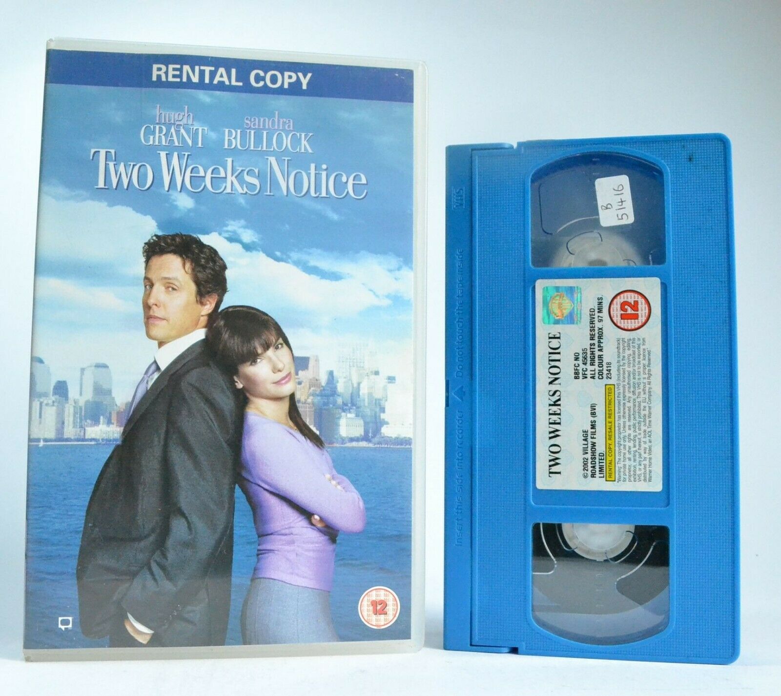 Two Weeks Notice - Romantic Comedy - Large Box - Hugh Grant/Sandra Bullock - VHS-