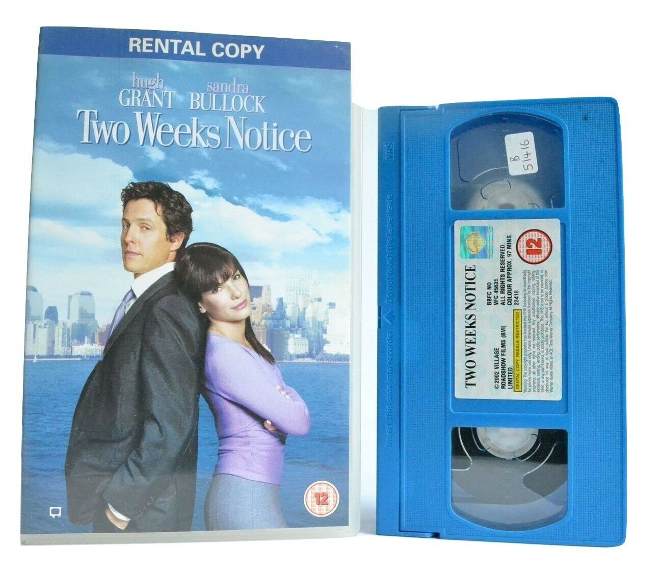 Two Weeks Notice - Romantic Comedy - Large Box - Hugh Grant/Sandra Bullock - VHS-