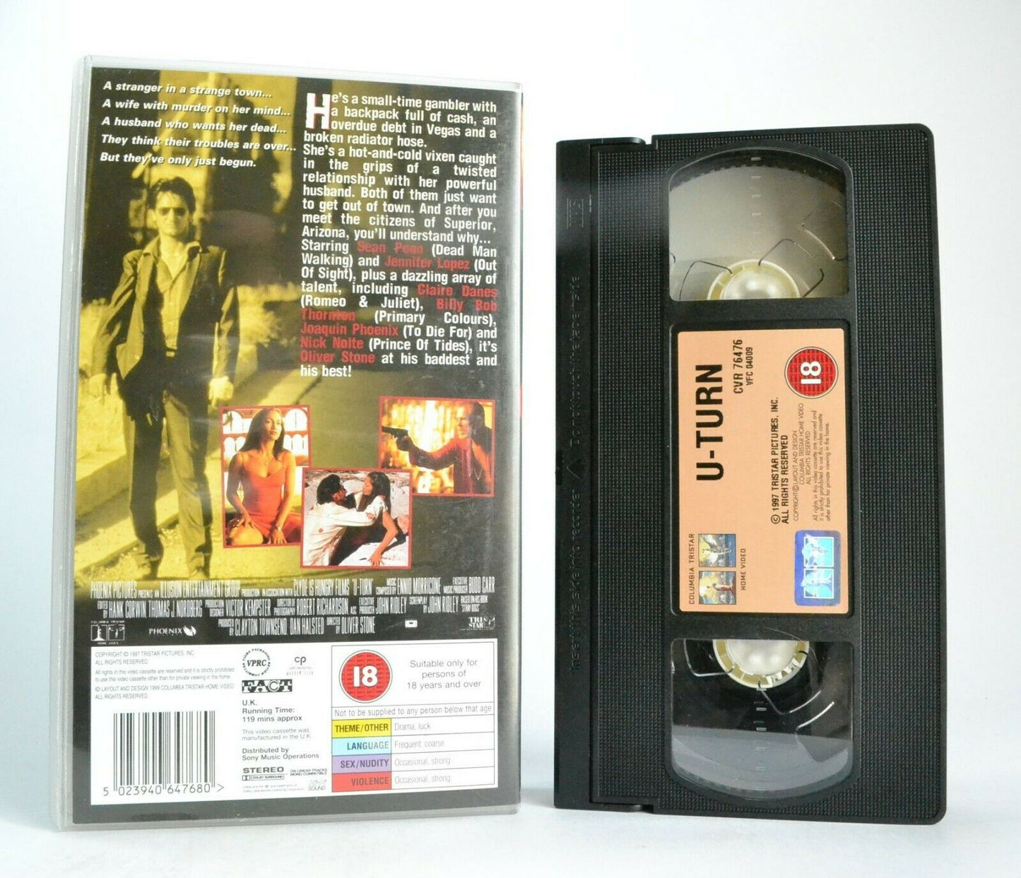 U Turn: A Oliver Stone Film (1997) - Crime Thriller - S.Penn/J.Lopez - Pal VHS-