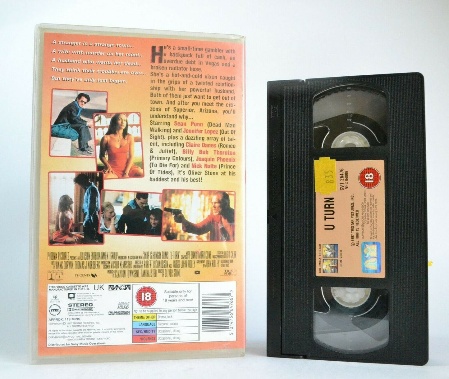 U Turn: An Oliver Stone Film - Crime Thriller - Large Box - Sean Penn - Pal VHS-