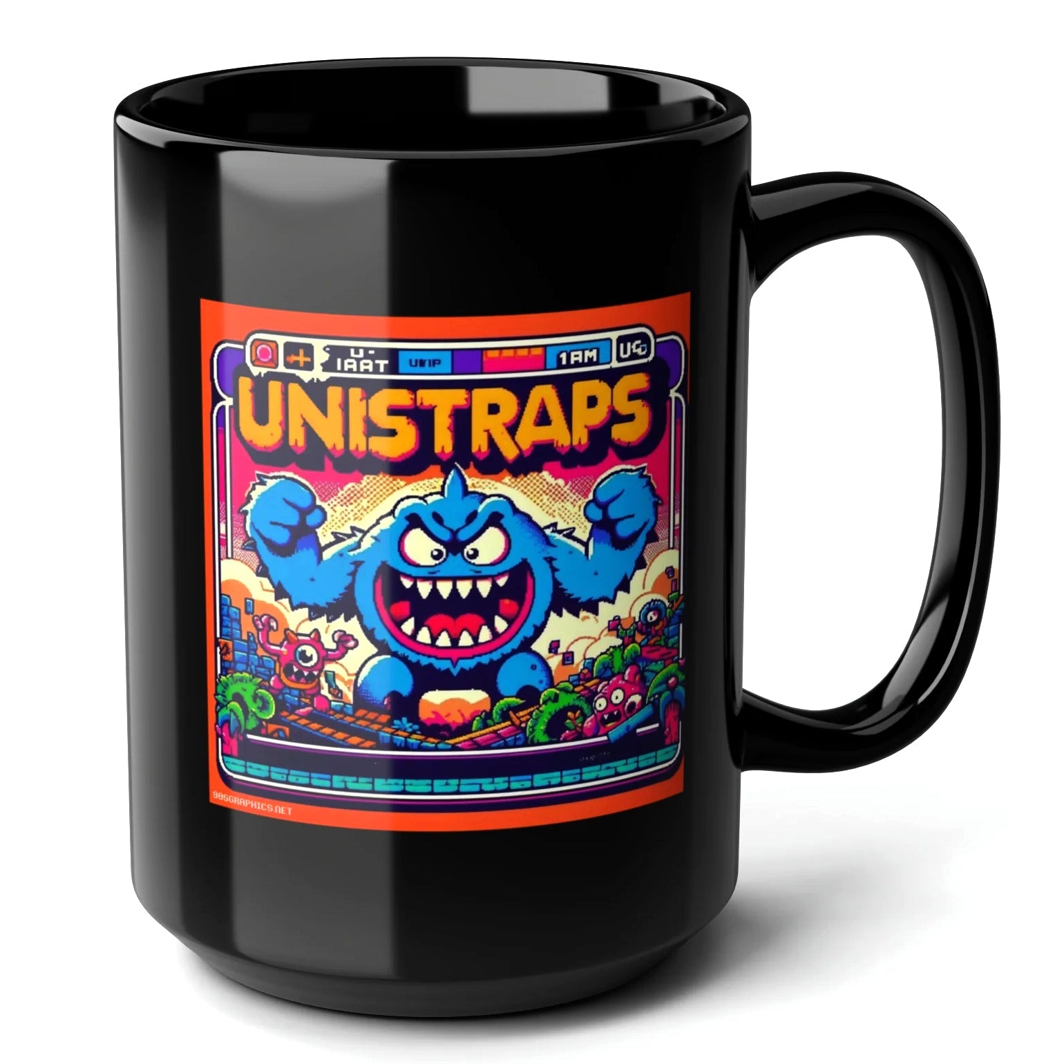 Unistraps Black Mug (15oz) - arcade computer game-15oz-