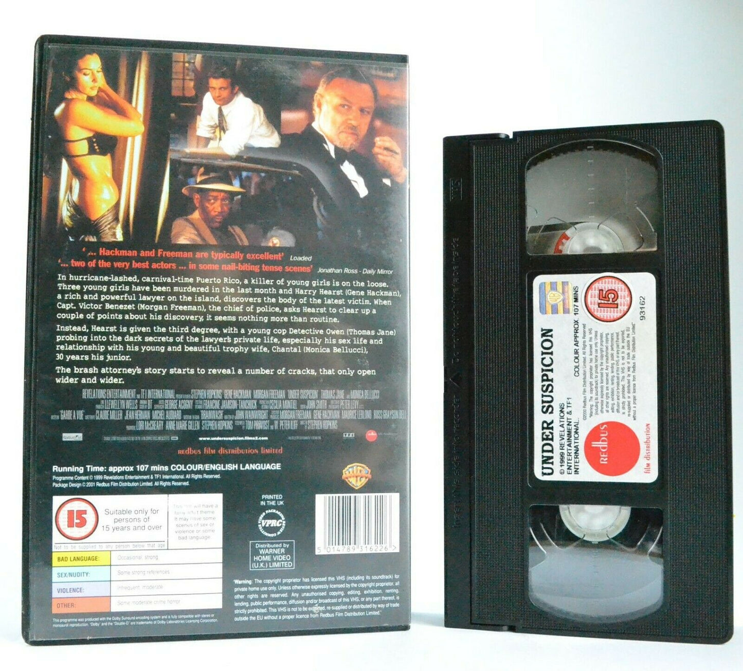 Under Suspicion: Psychological Thriller - Large Box - G.Hackman/M.Freeman - VHS-