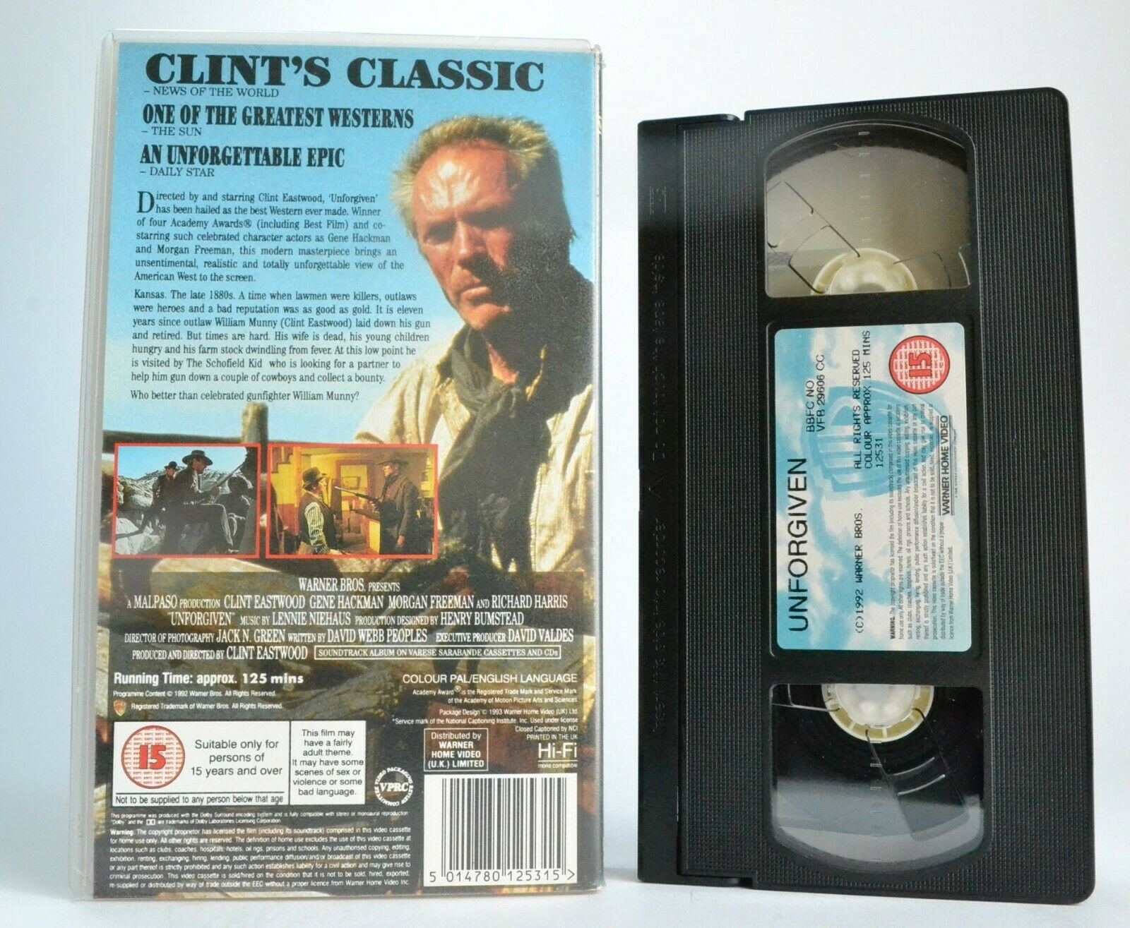 Unforgiven (1992) - Revisionist Western - Clint Eastwood/Gene Hackman - Pal VHS-