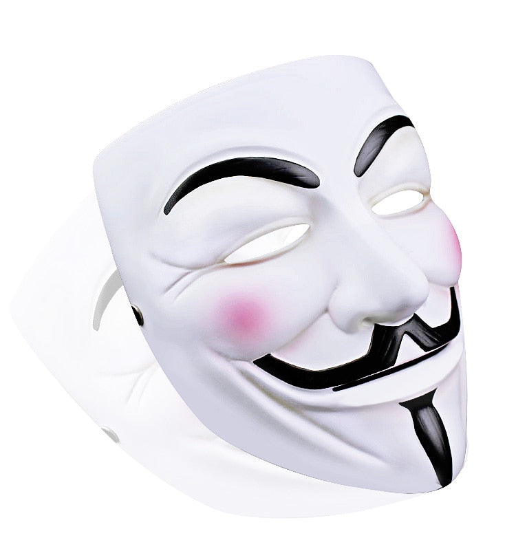 V For Vendetta Mask - Anonymous - Movie Prop Replica - Guy Fawkes Showdown Headwear-white-