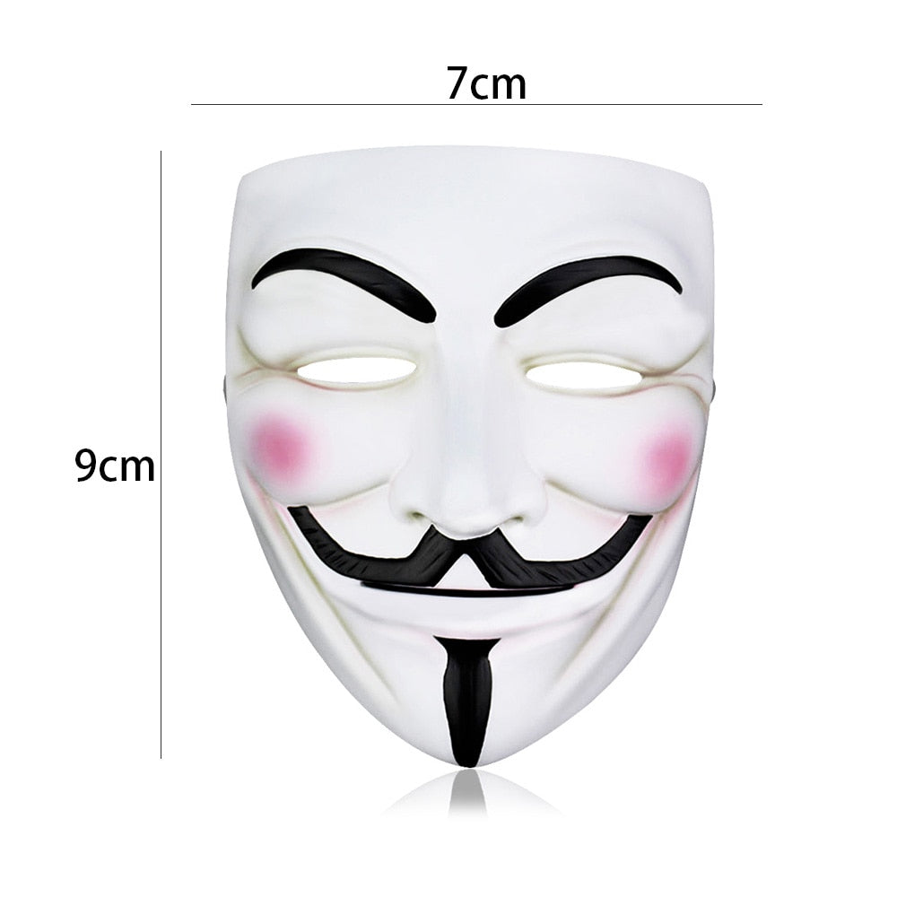 V For Vendetta Mask - Anonymous - Movie Prop Replica - Guy Fawkes Showdown Headwear-white-