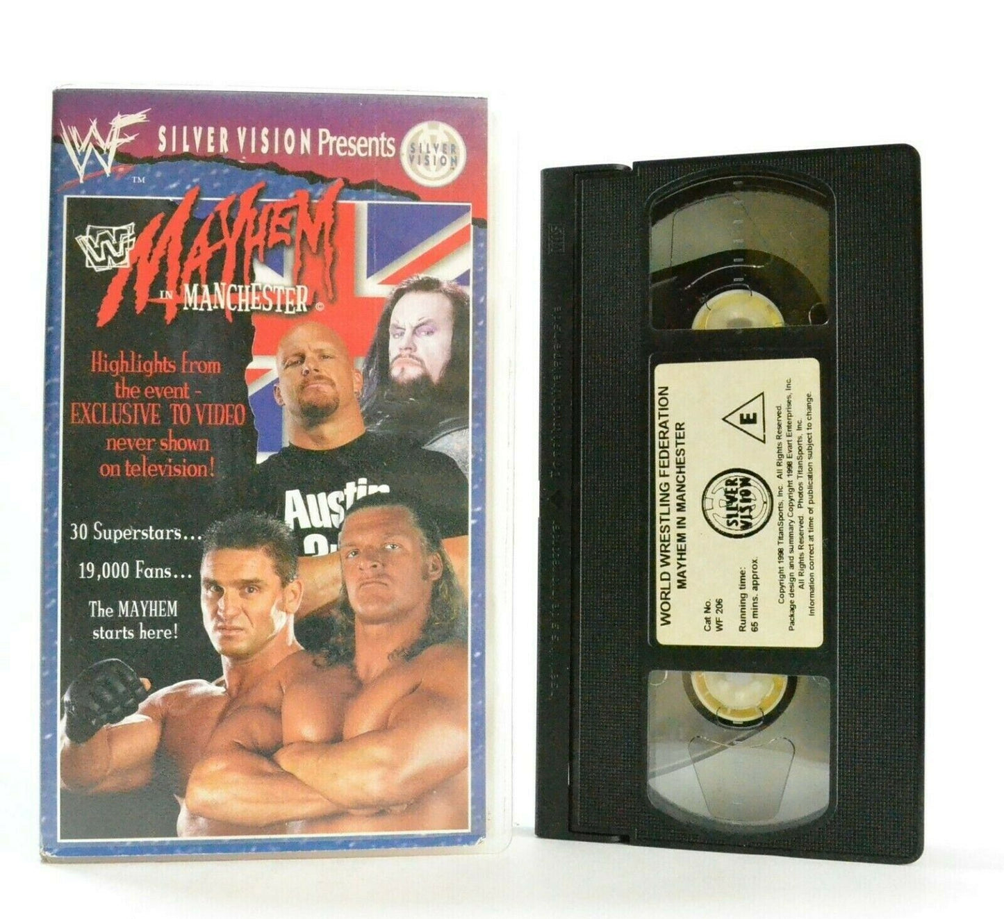 WWF Mayhem In Manchester - Wrestling - 30 Superstars - 19.000 Fans - Pal VHS-