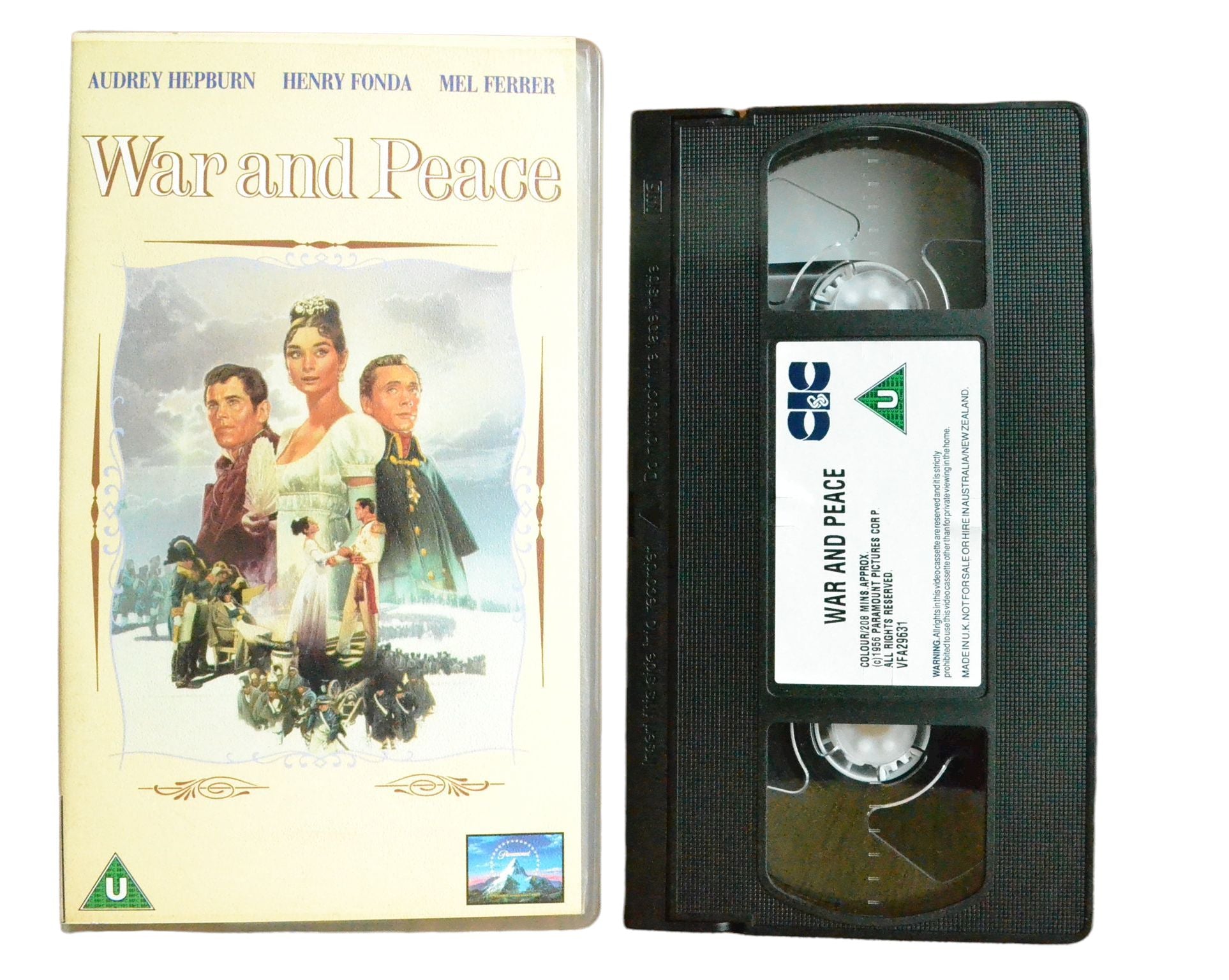 War and Peace - Audrey Hepburn - Paramount - Vintage - Pal VHS-