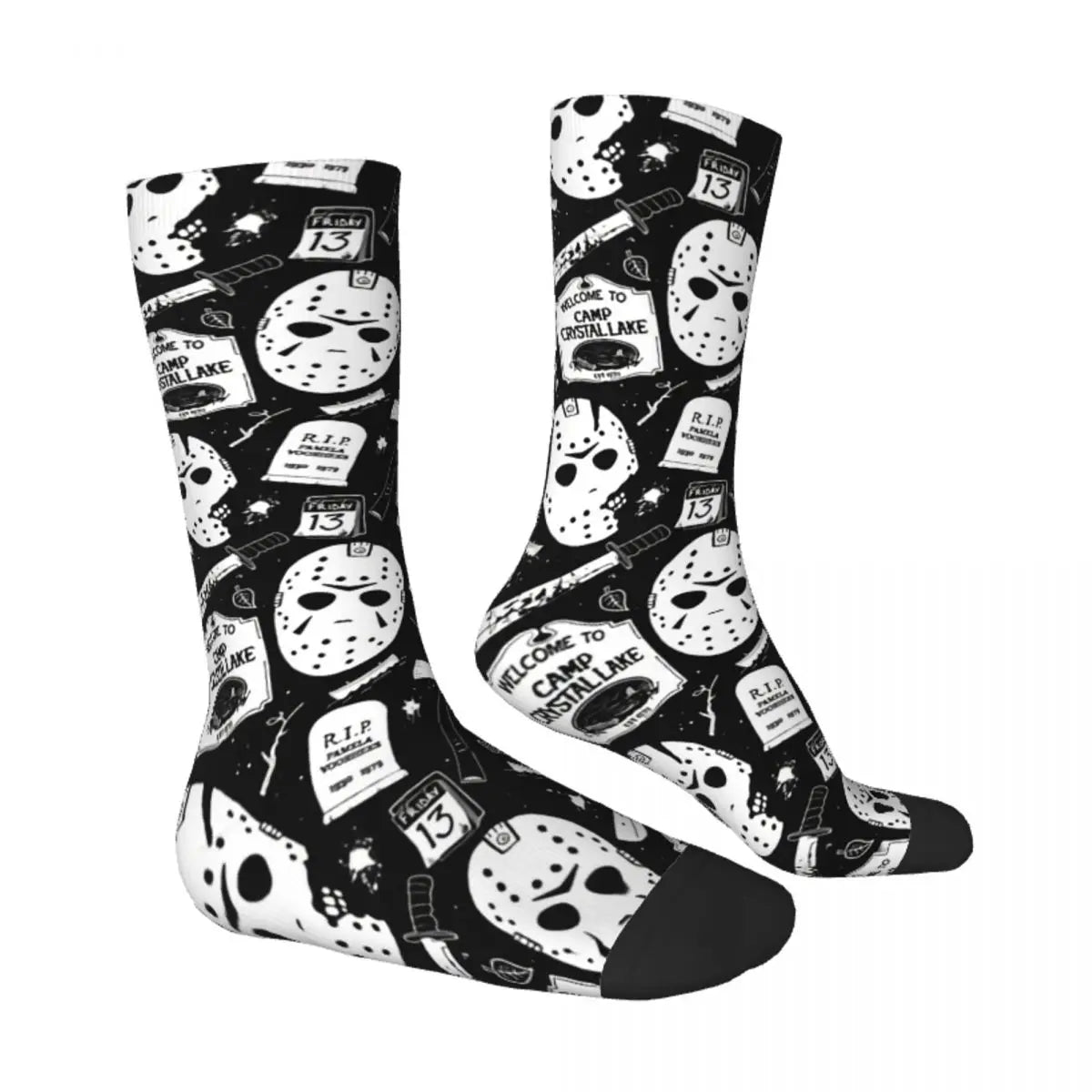 Welcome Campers Retro Horror Movie Socks - Funny Men's Harajuku Street Style - Seamless Crew Crazy Gift-As The Picture-One Size-