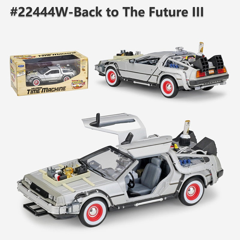 Welly 1:24 Diecast Alloy Model Car DMC-12 delorean back to the future Time Machine Metal Toy Car For Kid Toy Gift Collection-3-