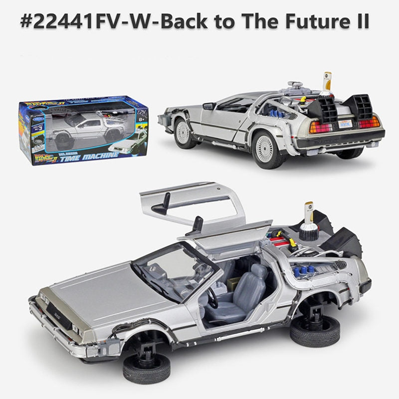 Welly 1:24 Diecast Alloy Model Car DMC-12 delorean back to the future Time Machine Metal Toy Car For Kid Toy Gift Collection-