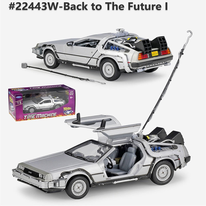 Welly 1:24 Diecast Alloy Model Car DMC-12 delorean back to the future Time Machine Metal Toy Car For Kid Toy Gift Collection-1-