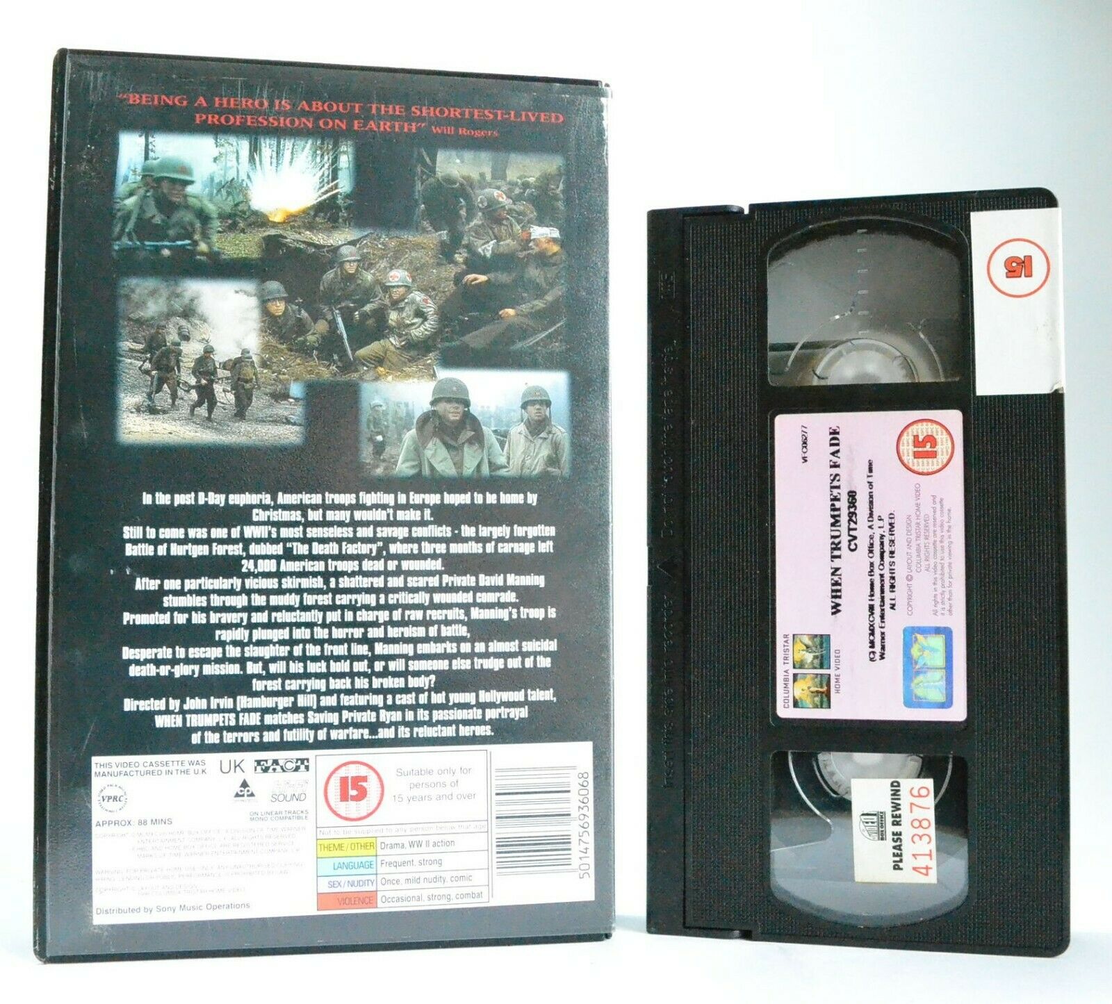 When Trumpets Fade: War Drama - World War 2 Battle Of Hürtgen Forest - Pal VHS-