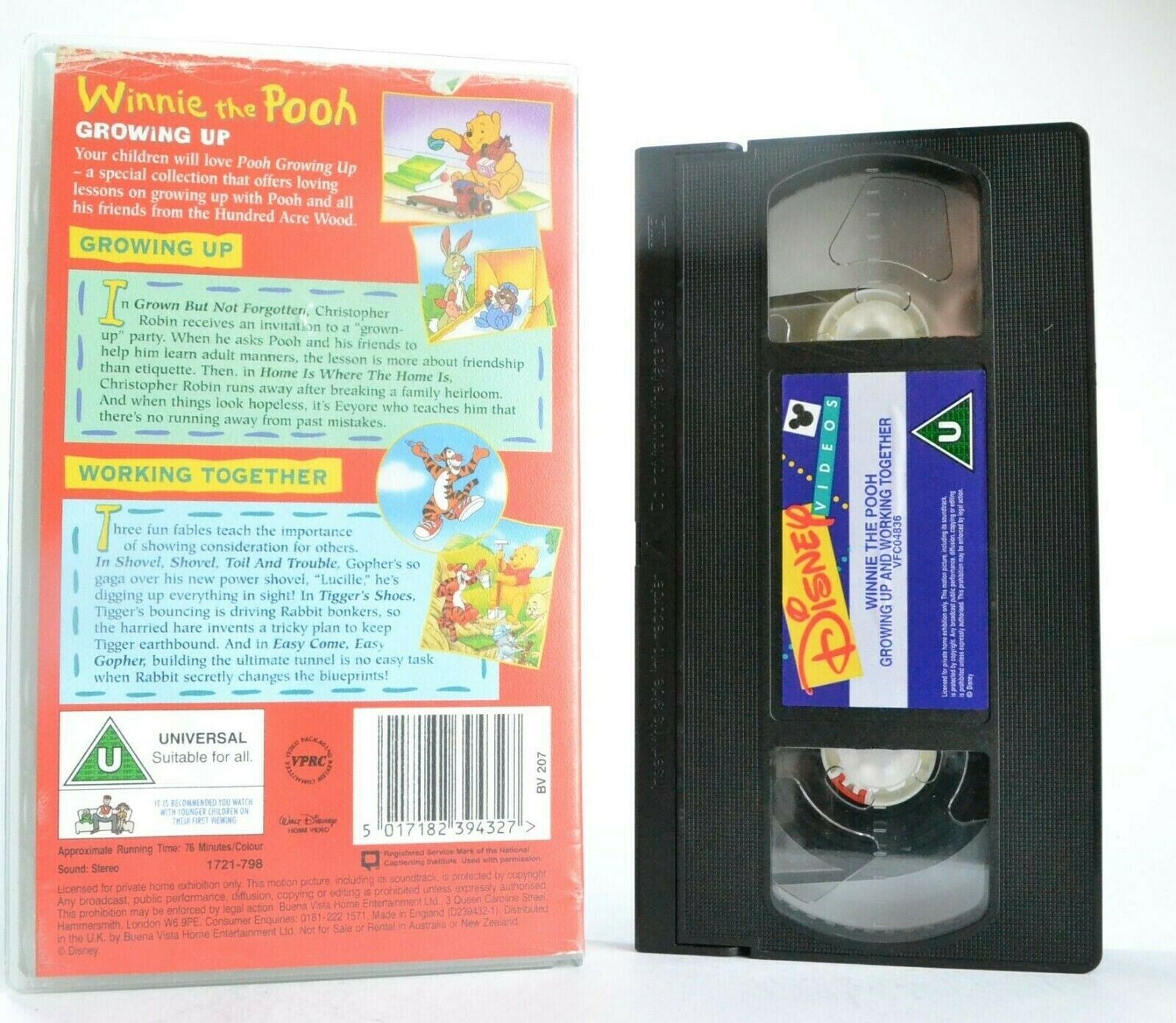 Winnie The Pooh: Growing Up/Working Together - Animated - Disney - Kids - VHS-