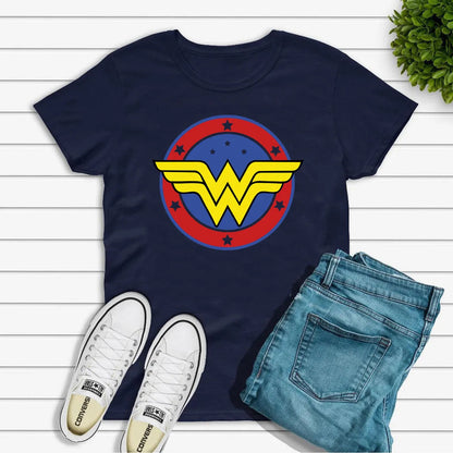 Wonder Female T-Shirt - Mother's Day Gift - Superhero Mama Tee-Navy Blue-XXXL-