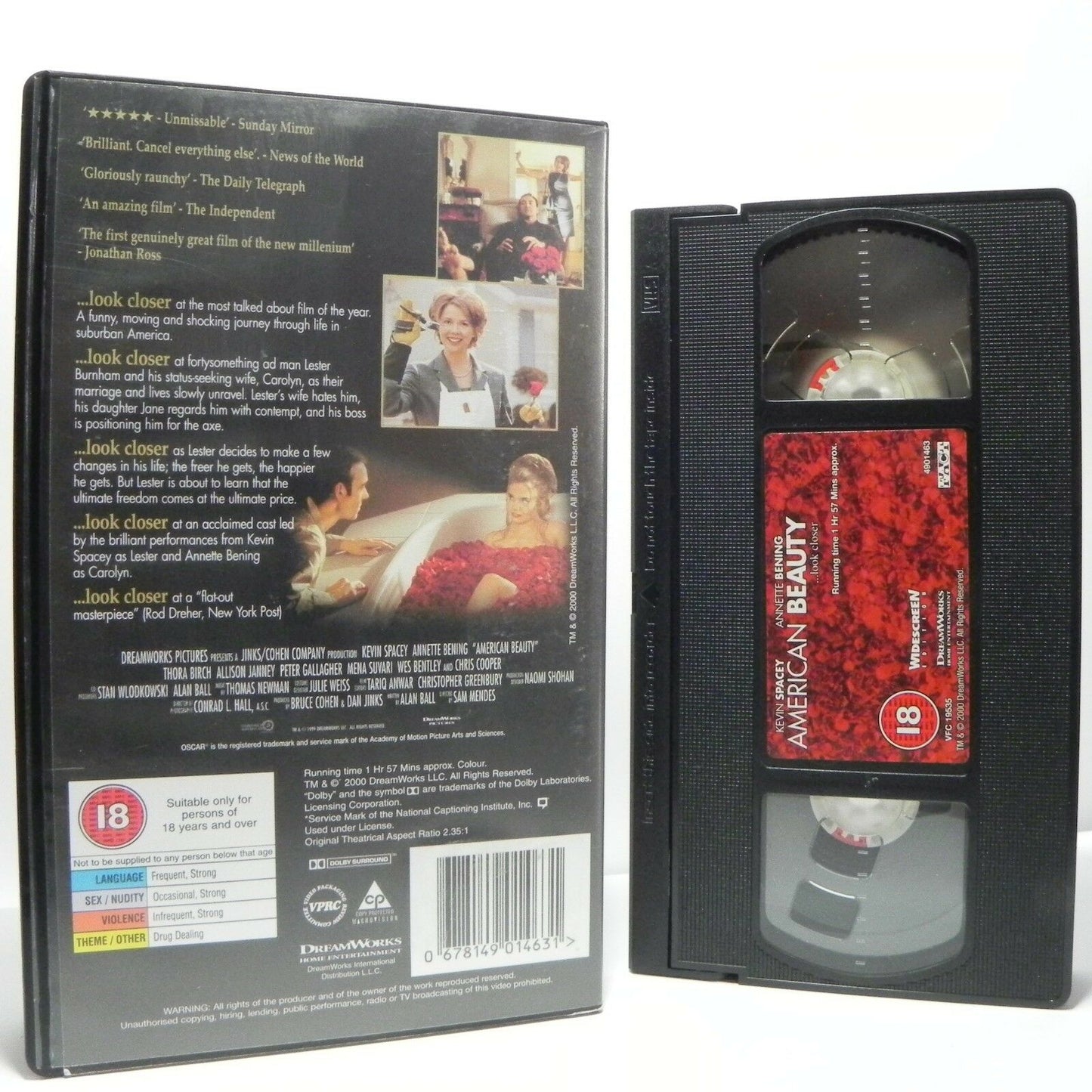 American Beauty - Drama (2000) - Widescreen - 5 Oscar Winner - K.Spacey - VHS-