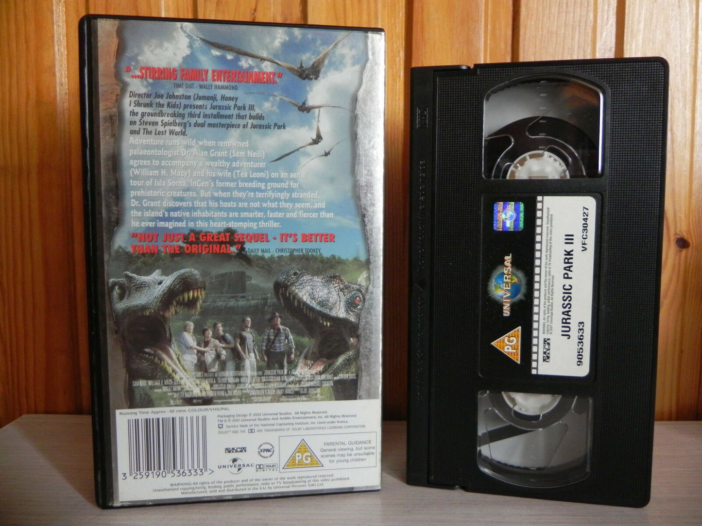Jurassic Park 3 - Iconic Sleeve Art - Sam Neill - Action Drama - Pal Video - VHS-