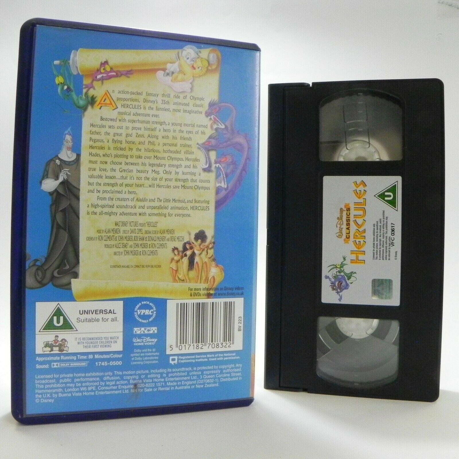 Hercules - Walt Disney Classics - Musical Adventure - Animated - Kids - Pal VHS-