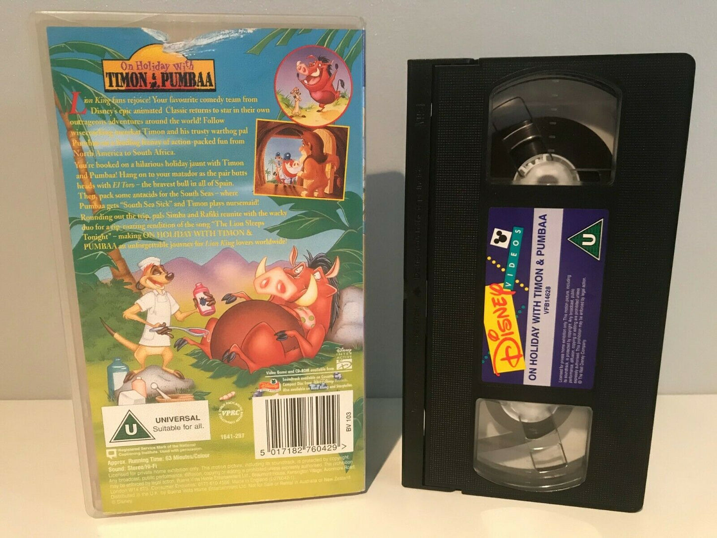 On Holiday With Timon And Pumba [Lion King] Disney - Animated - Kids - Pal VHS-