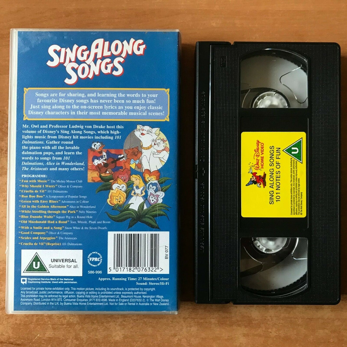 Disney Sing Along Songs: 101 Notes Of Fun - Animated - Musical - Kids - Pal VHS-