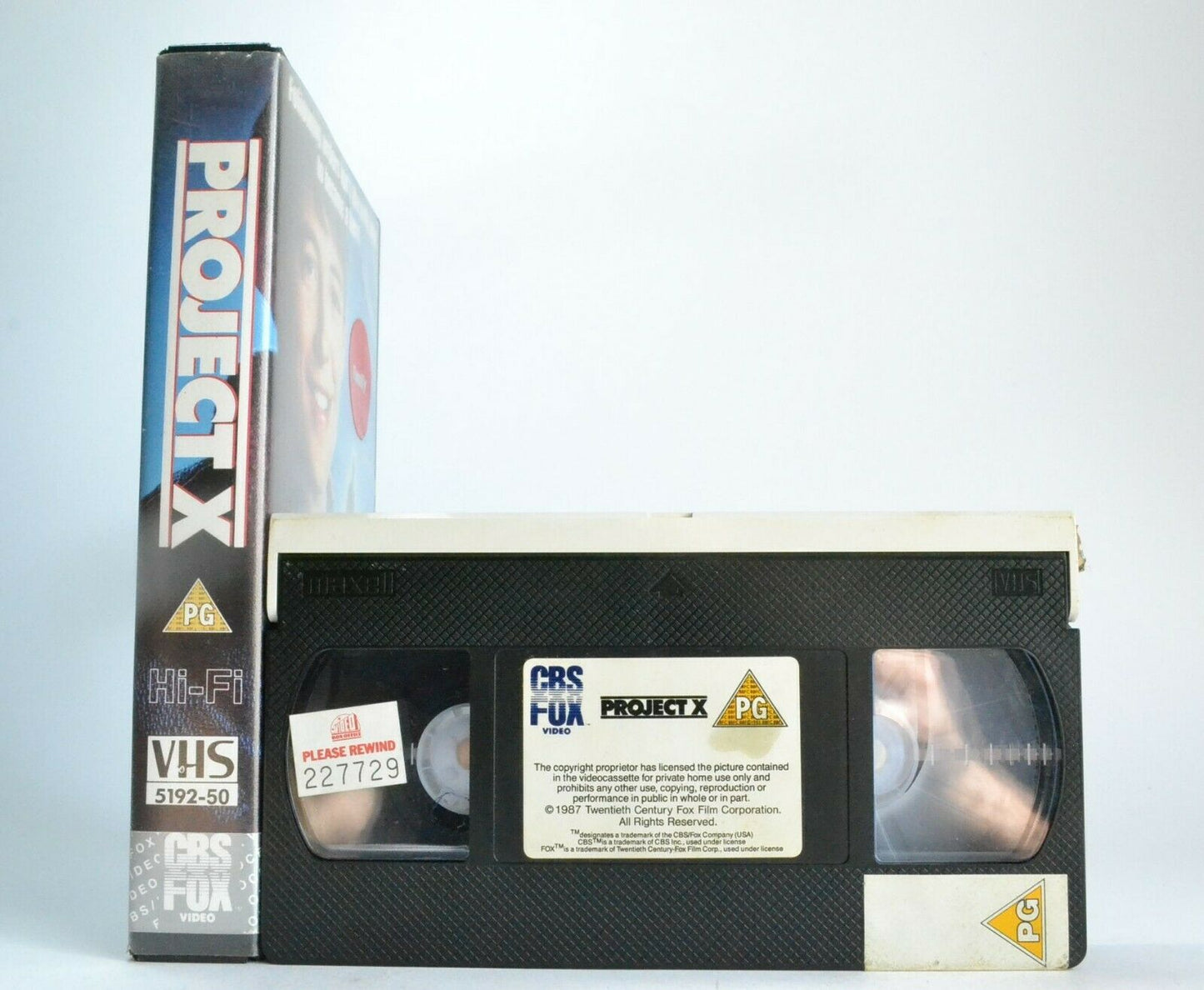 Project X: (1987) CBS/FOX - Sci-Fi - Large Box - Matthew Broderick - Pal VHS-