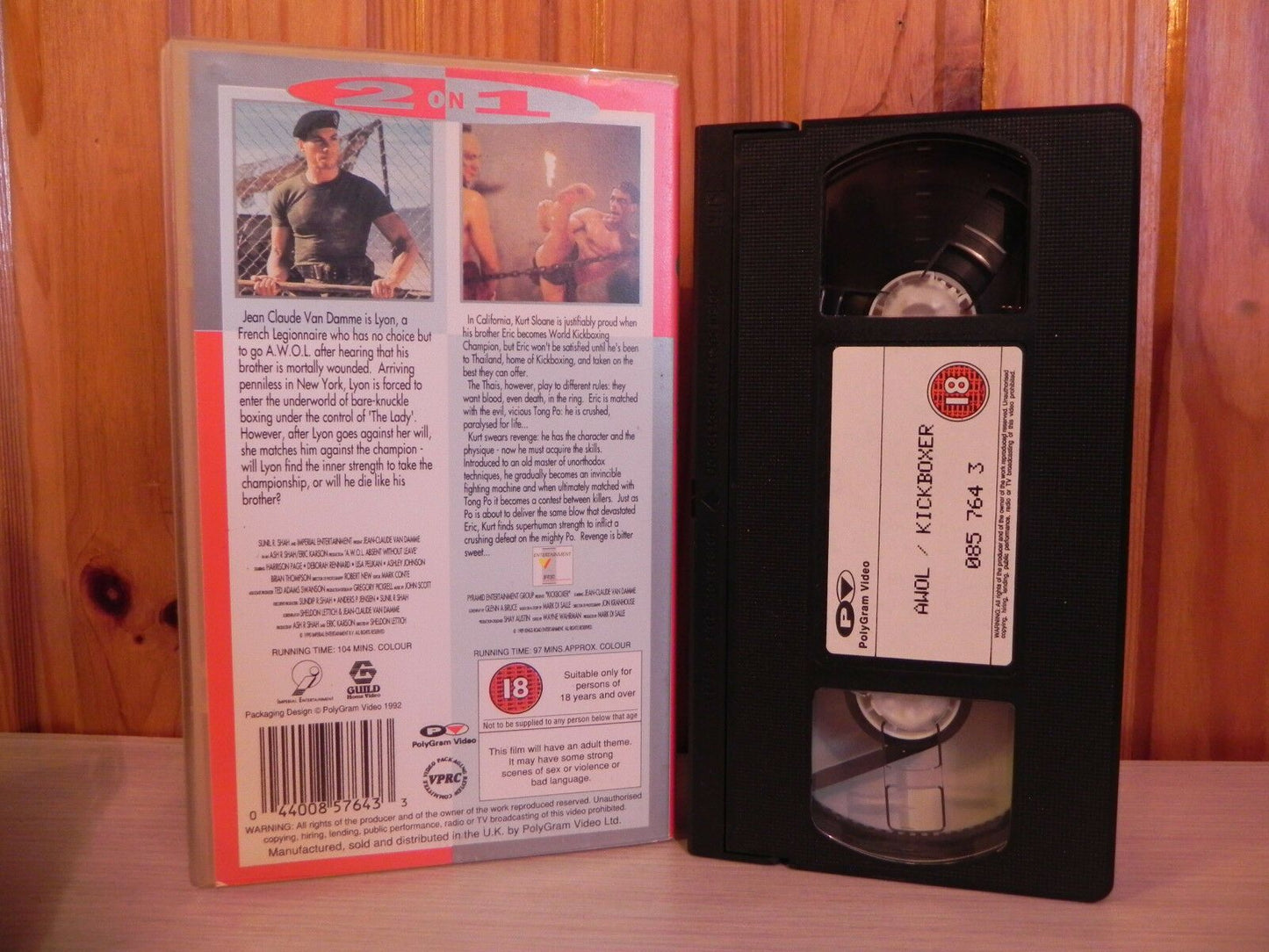 A.W.O.L. & Kickboxer 1 - Van Damme - Karate/Muay Thai - 201 Minutes VHS - Video-