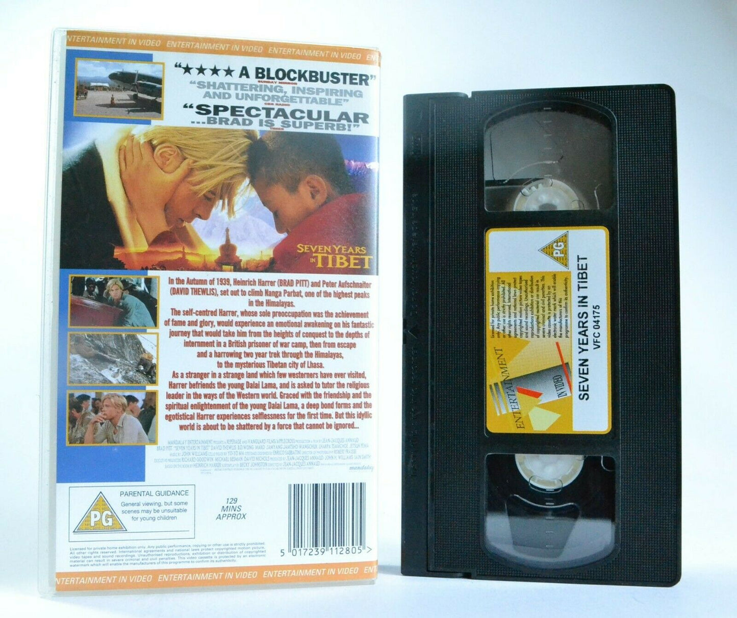 Seven Years In Tibet: Heinrich Harrer Biograpy - War Drama - Brad Pitt - Pal VHS-