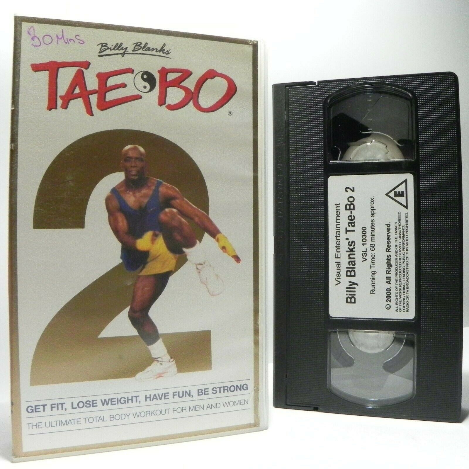 Tae Bo 2: By Billy Blank - Great Body Workout - Explosive Energy - Fitness - VHS-