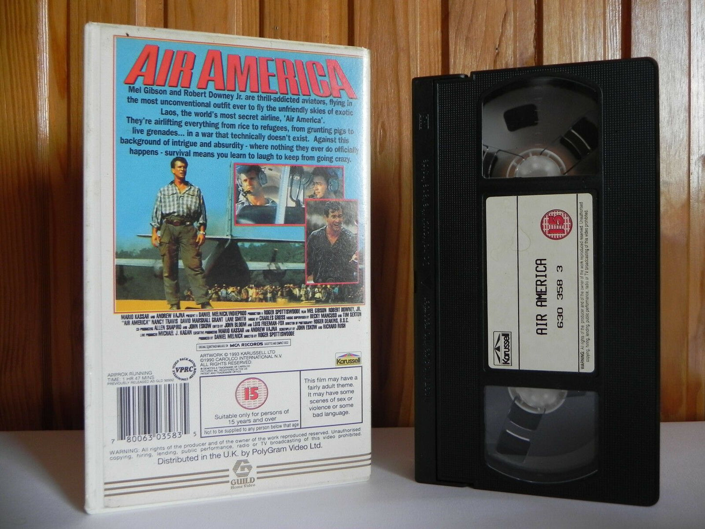 AIR AMERICA - Mel Gibson / Robert Downey Jr - Action - Real Hidden Gem - Pal VHS-