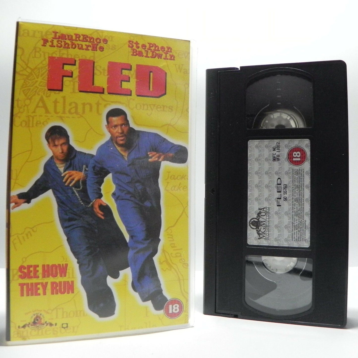 Fled: (1996) Action/Thriller - See How They Run - L.Fishbourne - S.Baldwin - VHS-