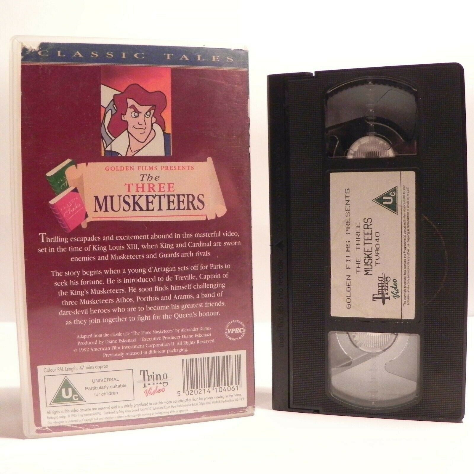 The Three Musketeers - Animated - Classic Tale - Exciting Adventure - Kids - VHS-