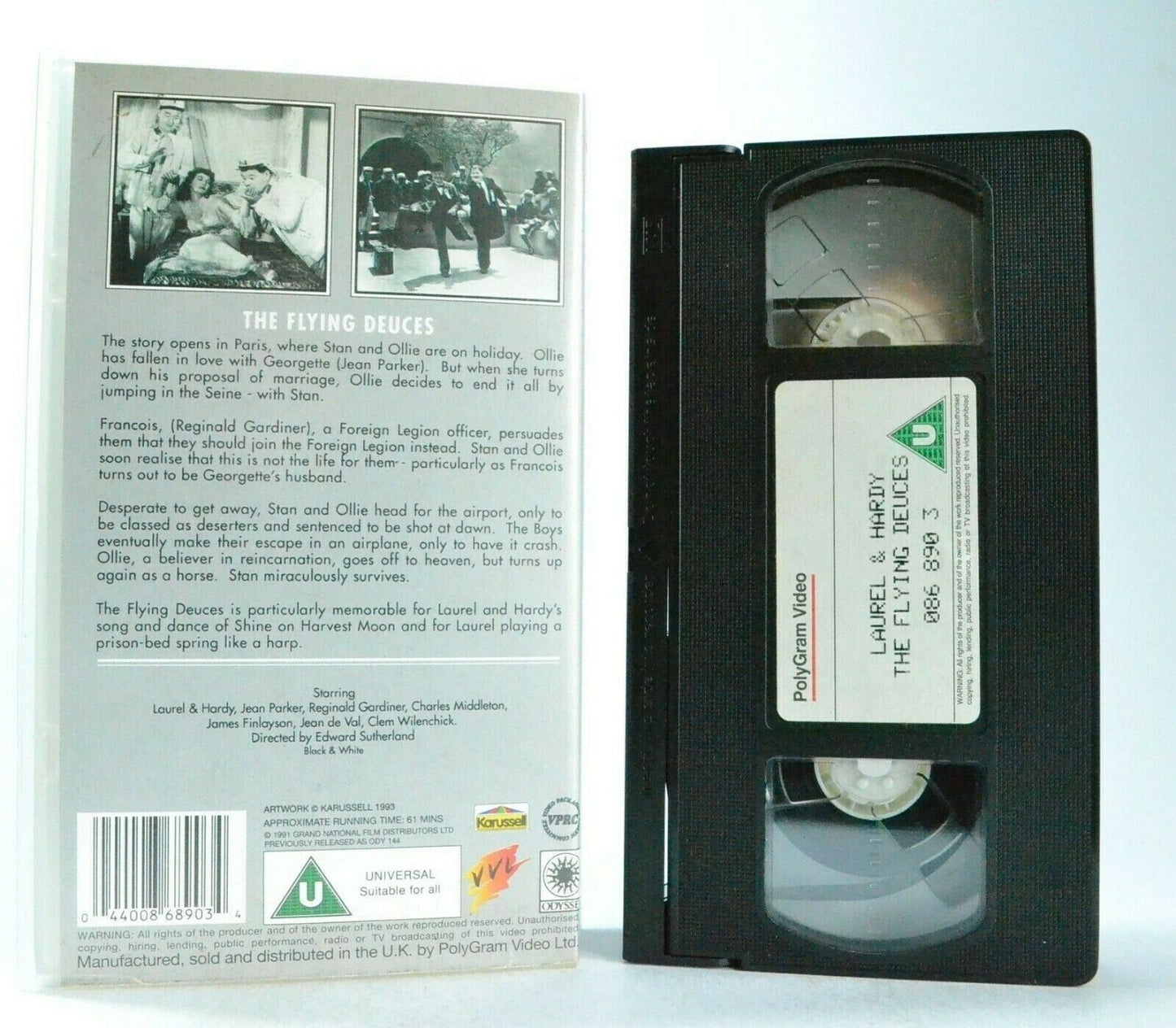 Laurel And Hardy: The Flying Deuces - (1939) Comedy - Black And White - Pal VHS-