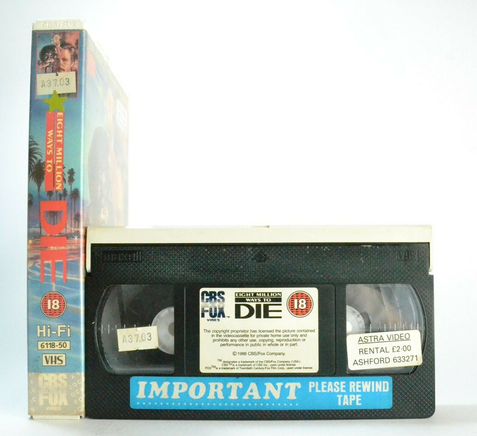 Eight Million Ways To Die: CBS/FOX (1988) - Thriller - Jeff Bridges - Pal VHS-