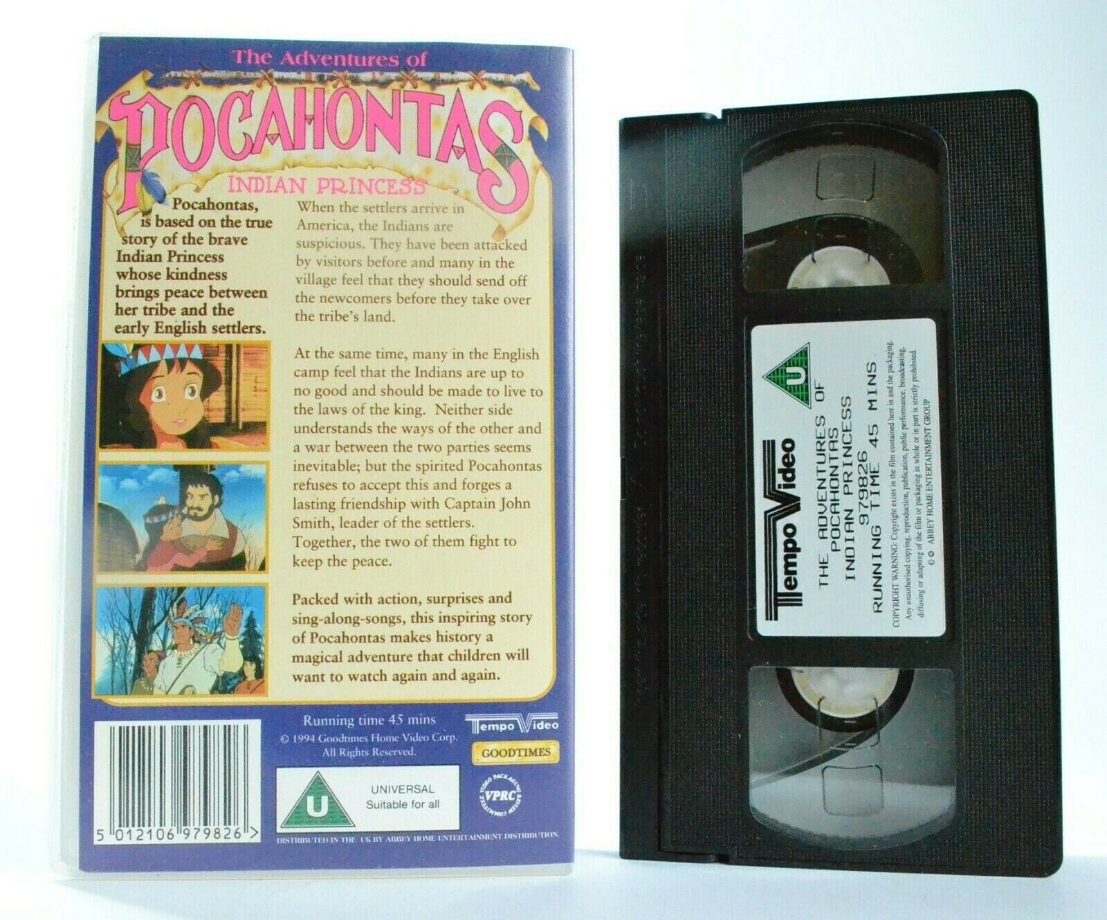 The Adventures Of Pocahontas Indian Princess (Tempo Video) - Children's - VHS-