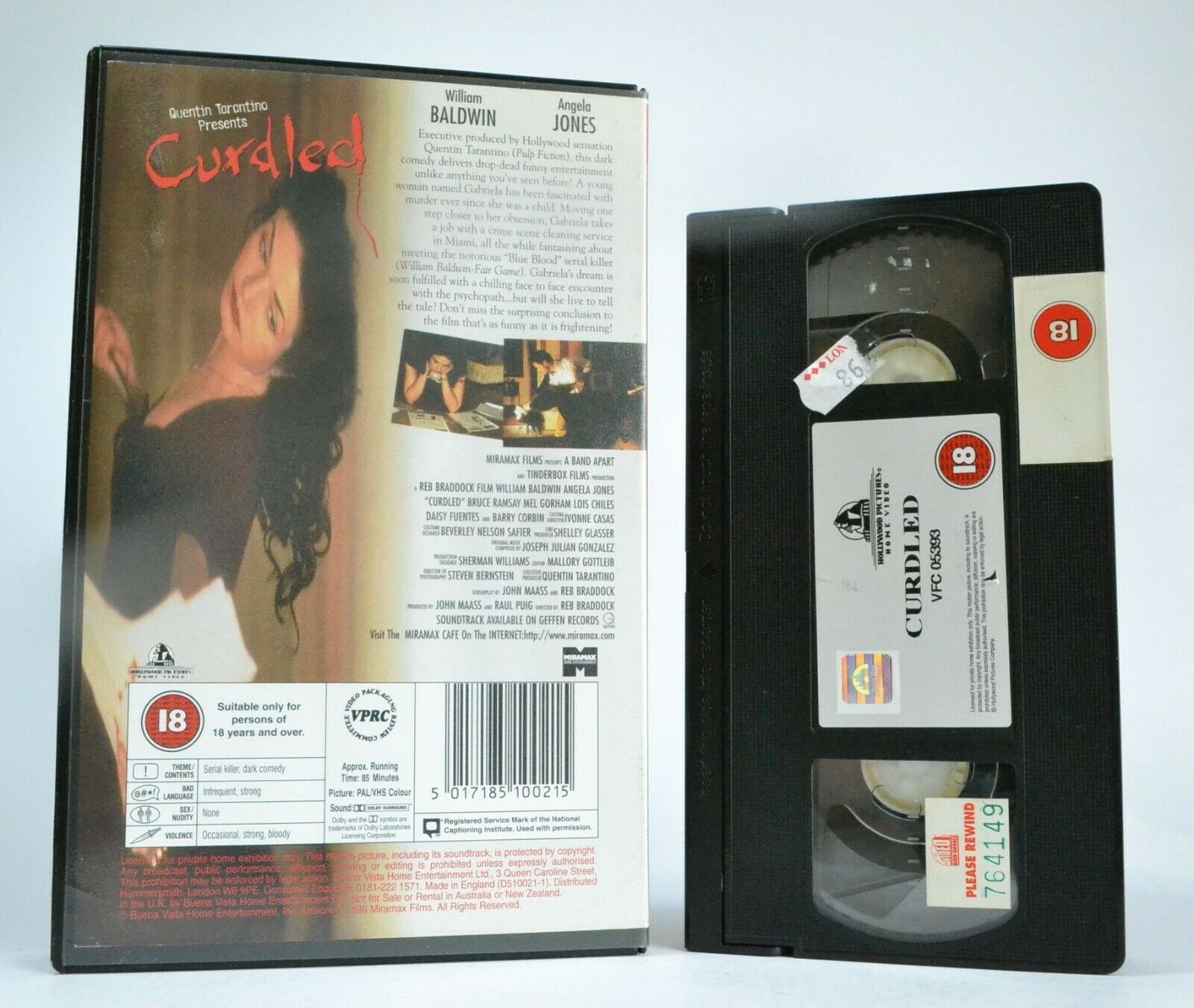 Tarantino Presents: Curdled - W.Baldwin/A.Jones - Black Comedy (1996) - Pal VHS-