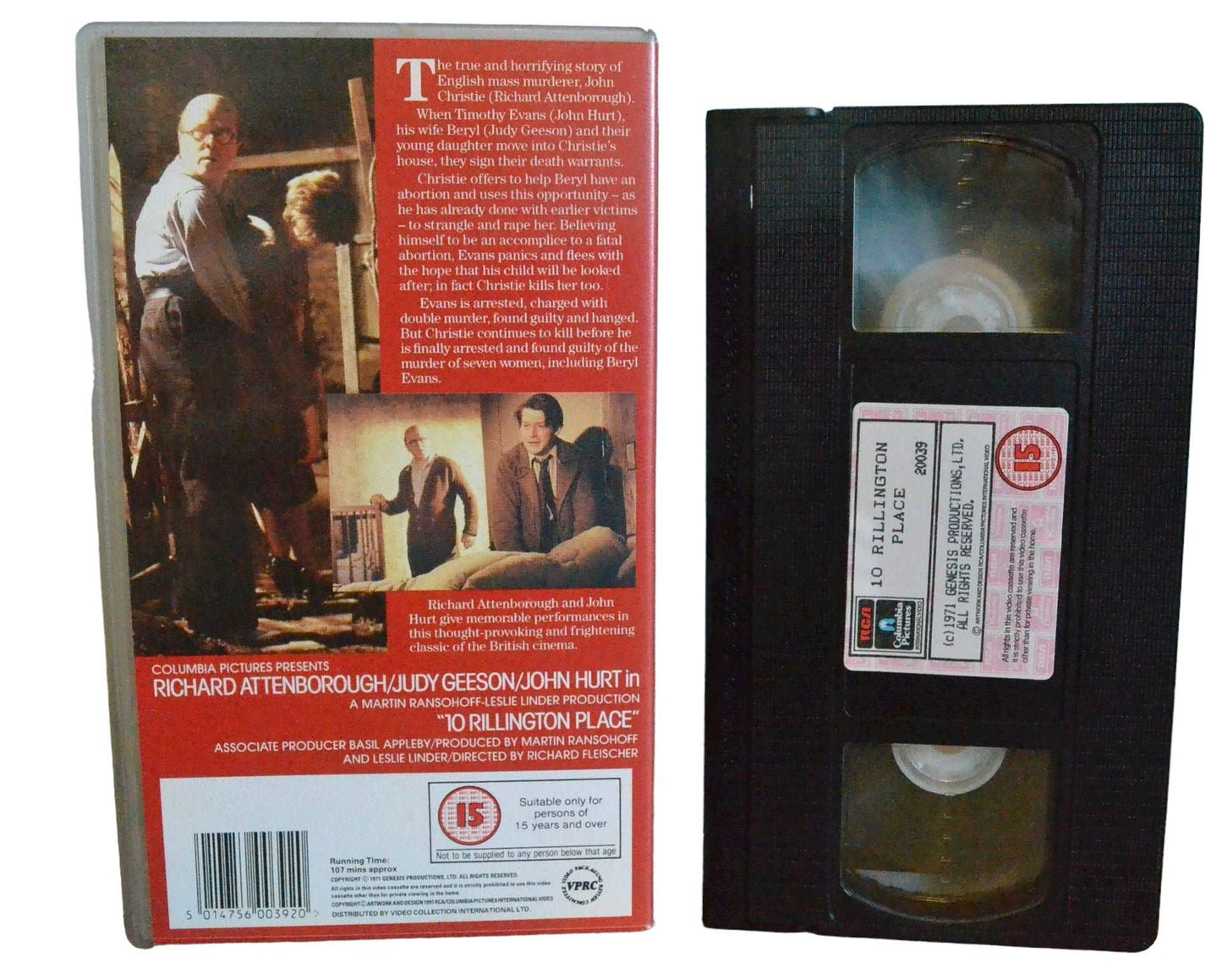 10 Rillington Place - Richard Attenborough, Judy Geeson & John Hurt - Columbia Pictures - Action - Pal - VHS-