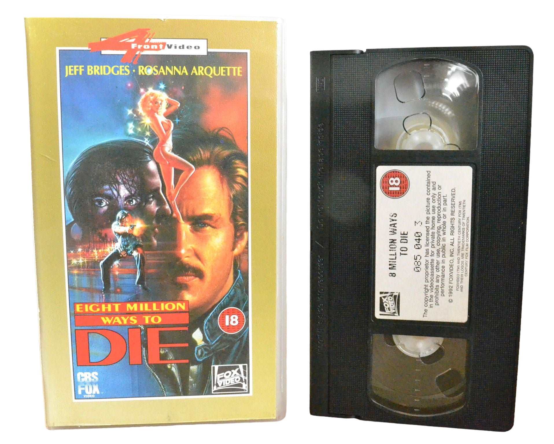 8 Million Ways To Die - Jeff Bridges - 4 Front Video - Action - Pal - VHS-