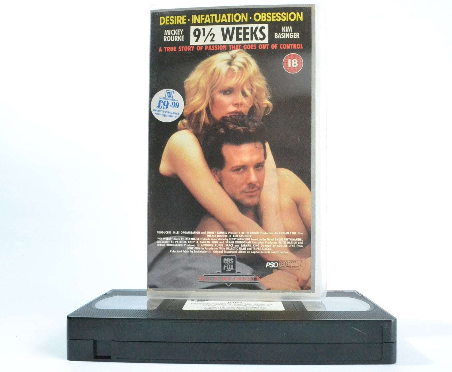 9 1/2 Weeks - 9 And A Half Weeks - Rourke & Basinger - Erotic Thriller - VHS-