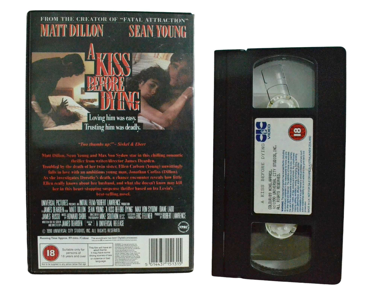 A Kiss Before Dying - Matt Dillon - CIC Video - Vintage - Pal VHS-