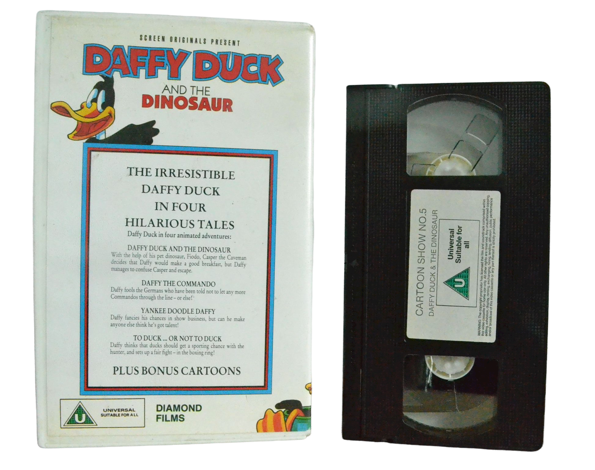 Daffy Duck and The Dinosaur - Mel Blenc - Diamond Films - Vintage - Pal VHS-