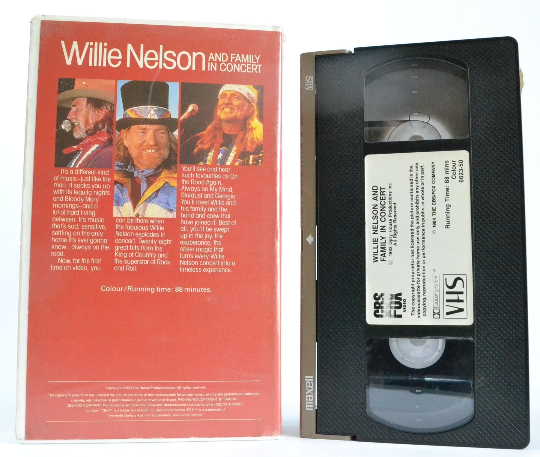 Willie Nelson And Family In Concert (1983): 28 Country / Rock Hits - CBS VHS-