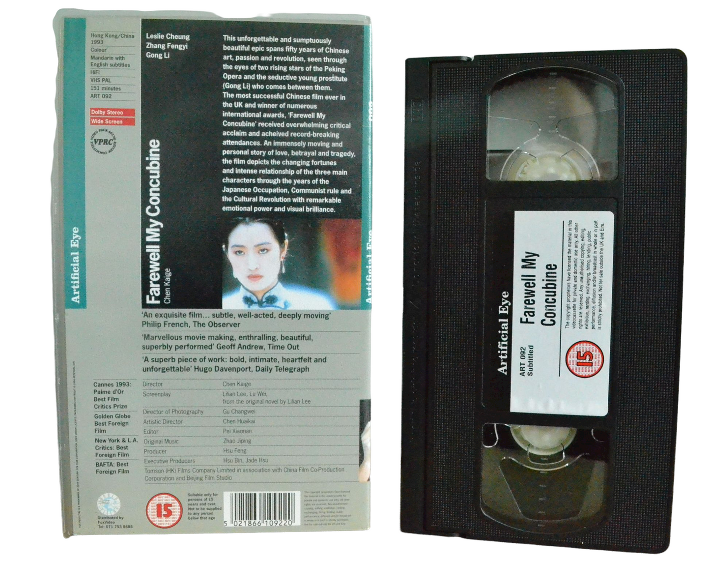 Farewell My Concubine - Leslie Cheung - Fox Video - Vintage - Pal VHS-