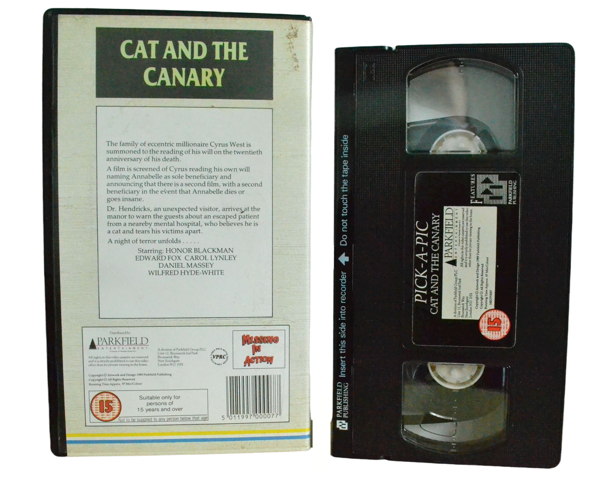 Cat And The Canary - Honor Blackman - Parkfield - Vintage - Pal VHS-