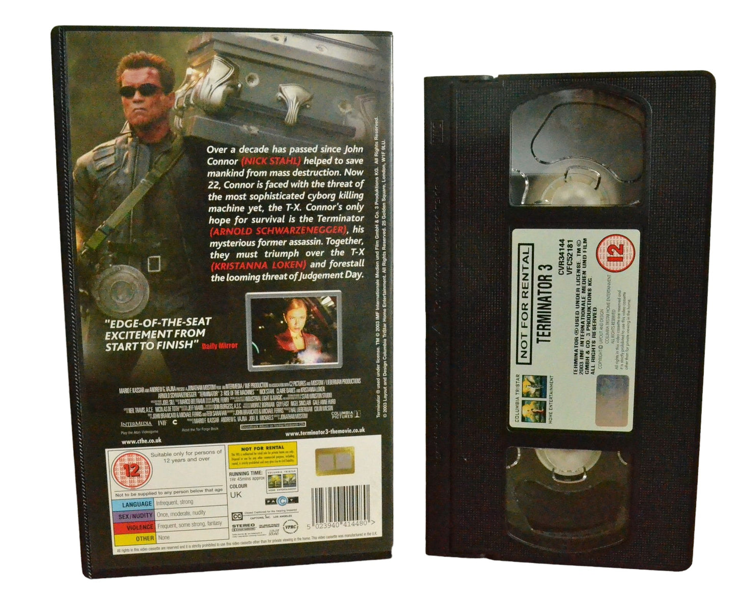 Terminator 3 (Rise Of The Machines) - Arnold Schwarzenegger - Home Entertainment - CVR34144 - Sci-Fi - Pal - VHS-