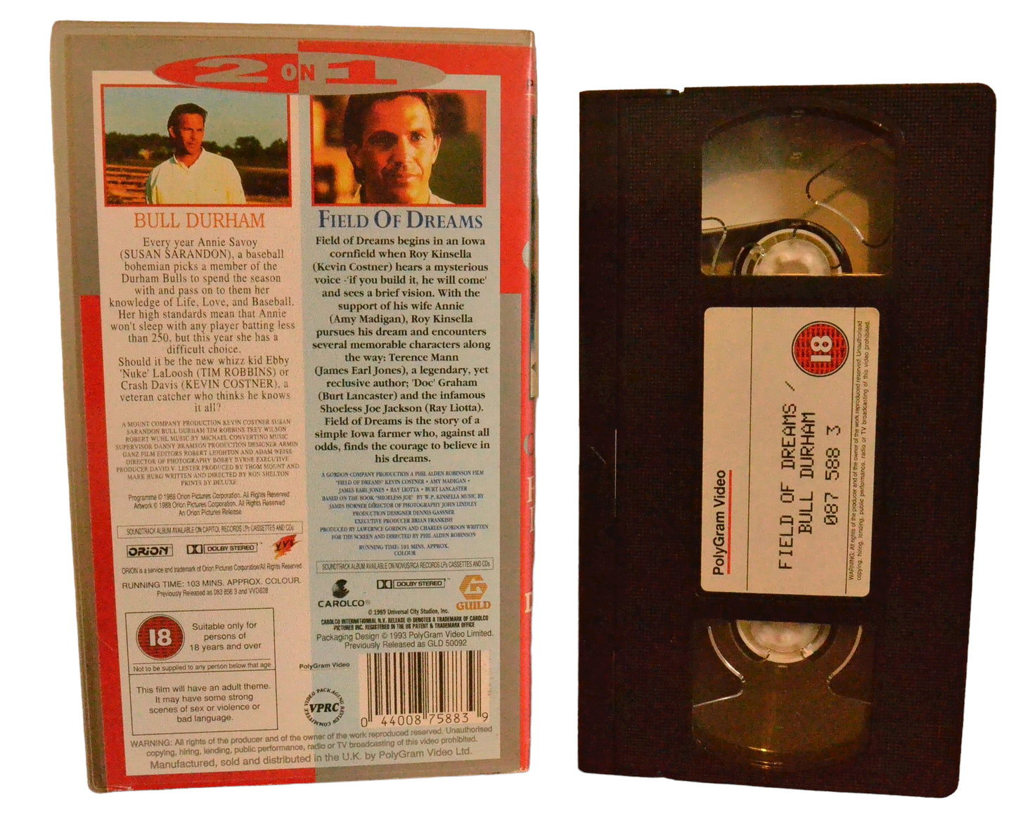 Field Of Dreams / Bull Durham - Kevin Costner - polyGram Video - Action - Pal - VHS-