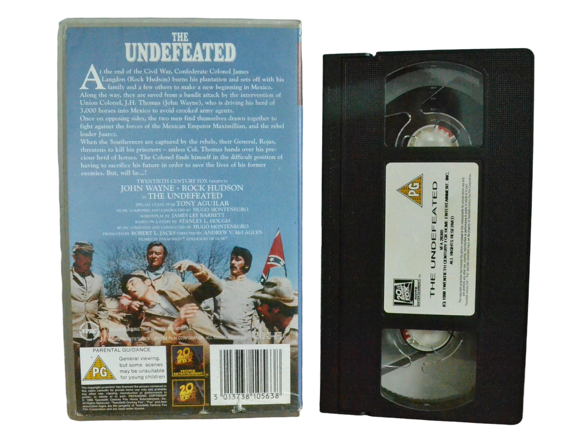 Undefeated - John Wayne - 20th Century Studio - Vintage - Pal VHS-