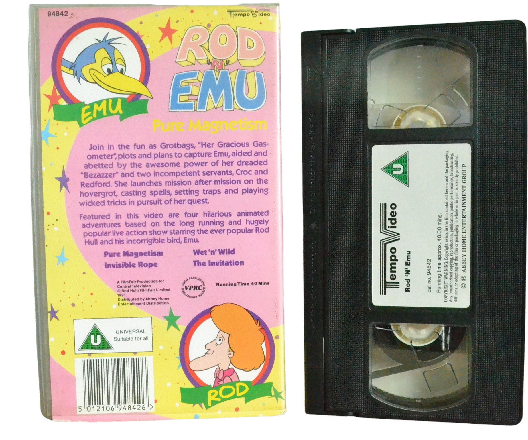 Rod 'N' Emu - Pure Magnetism - Tempo Video - Children's - Pal VHS-
