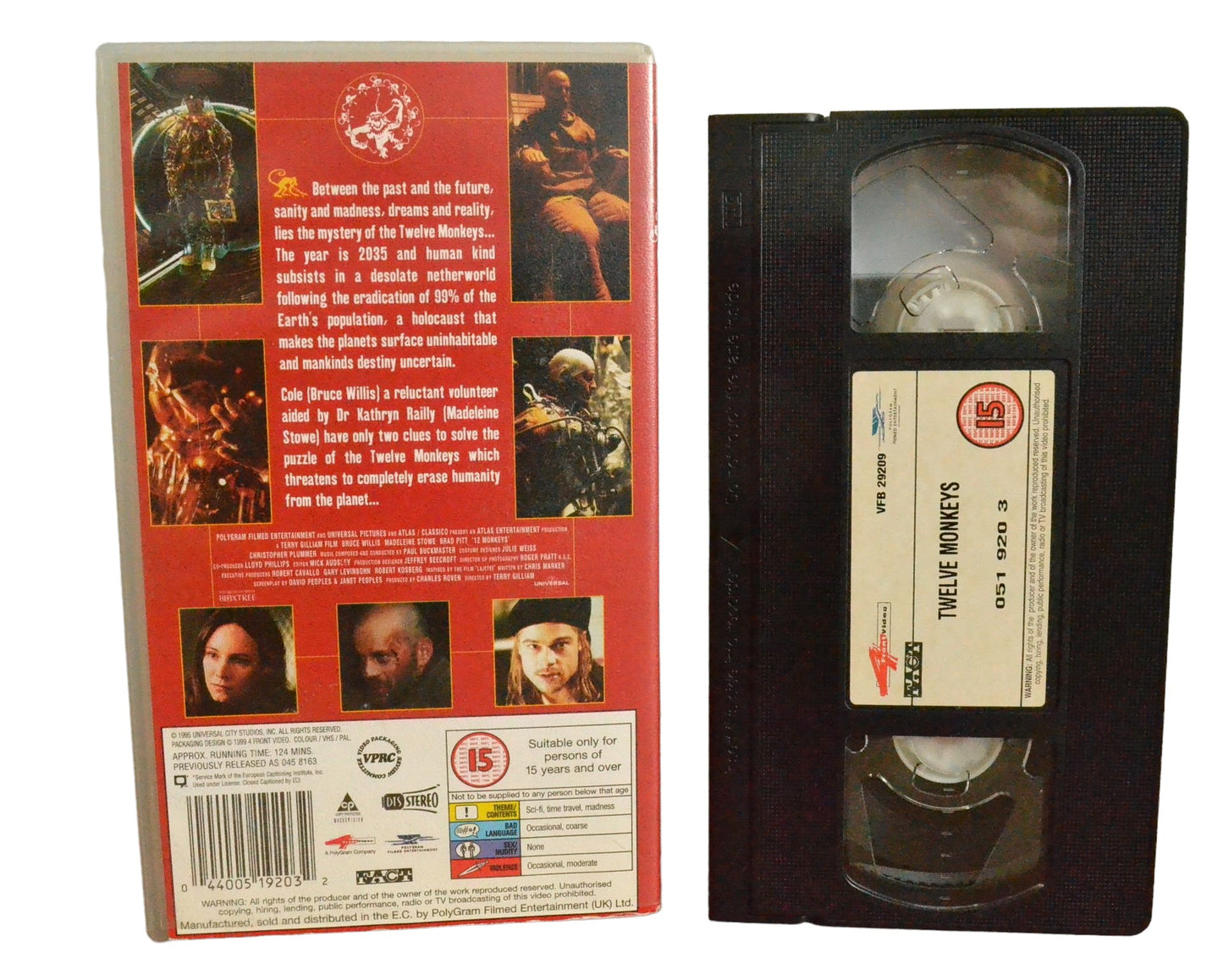 Twelve Monkeys (The Future is History) - Bruce Willis - Front Video - VFB29209 - Sci-Fi - Pal - VHS-