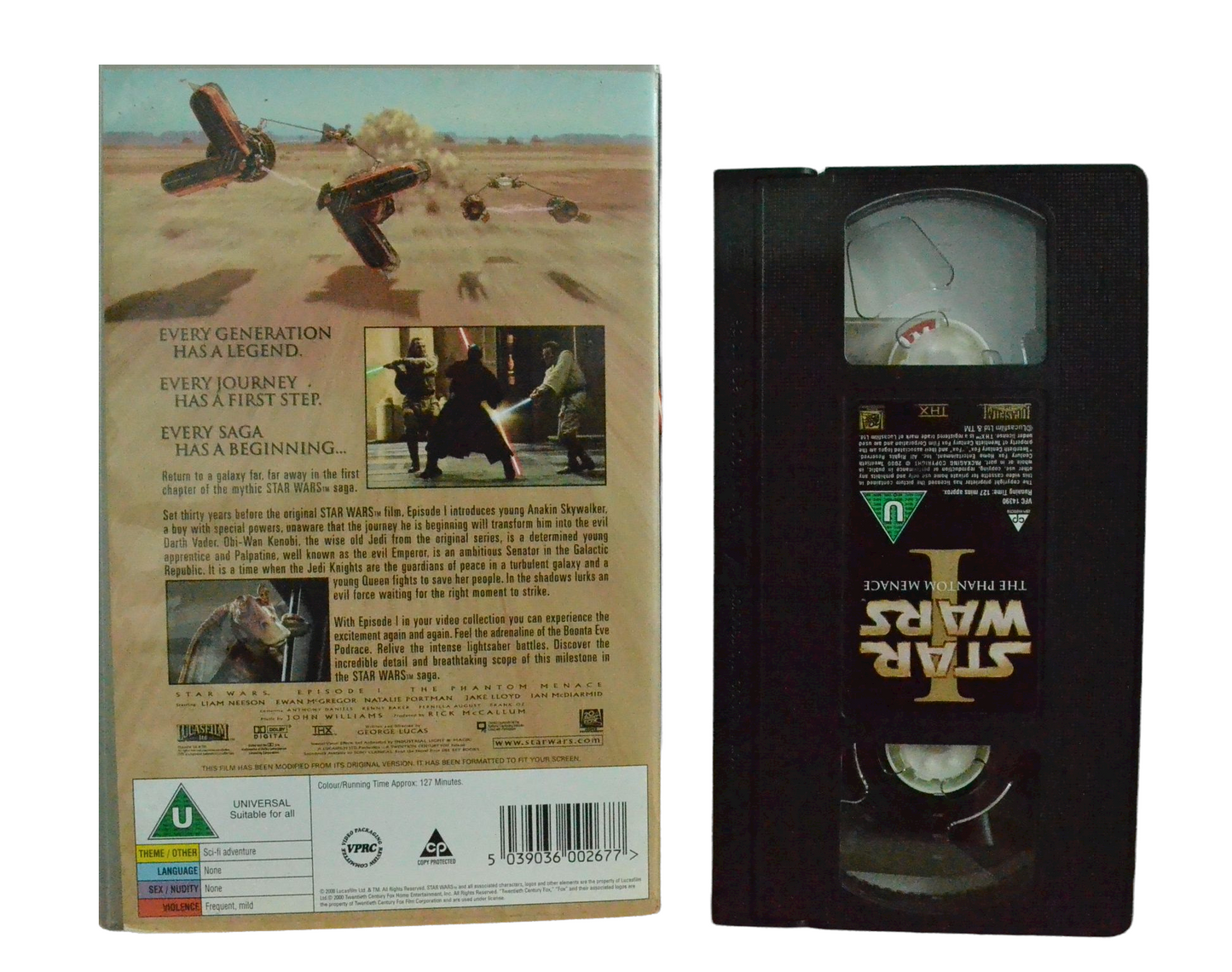 Star Wars: The Phantom Menace - Liam Neeson - Universal - Vintage - Pal VHS-