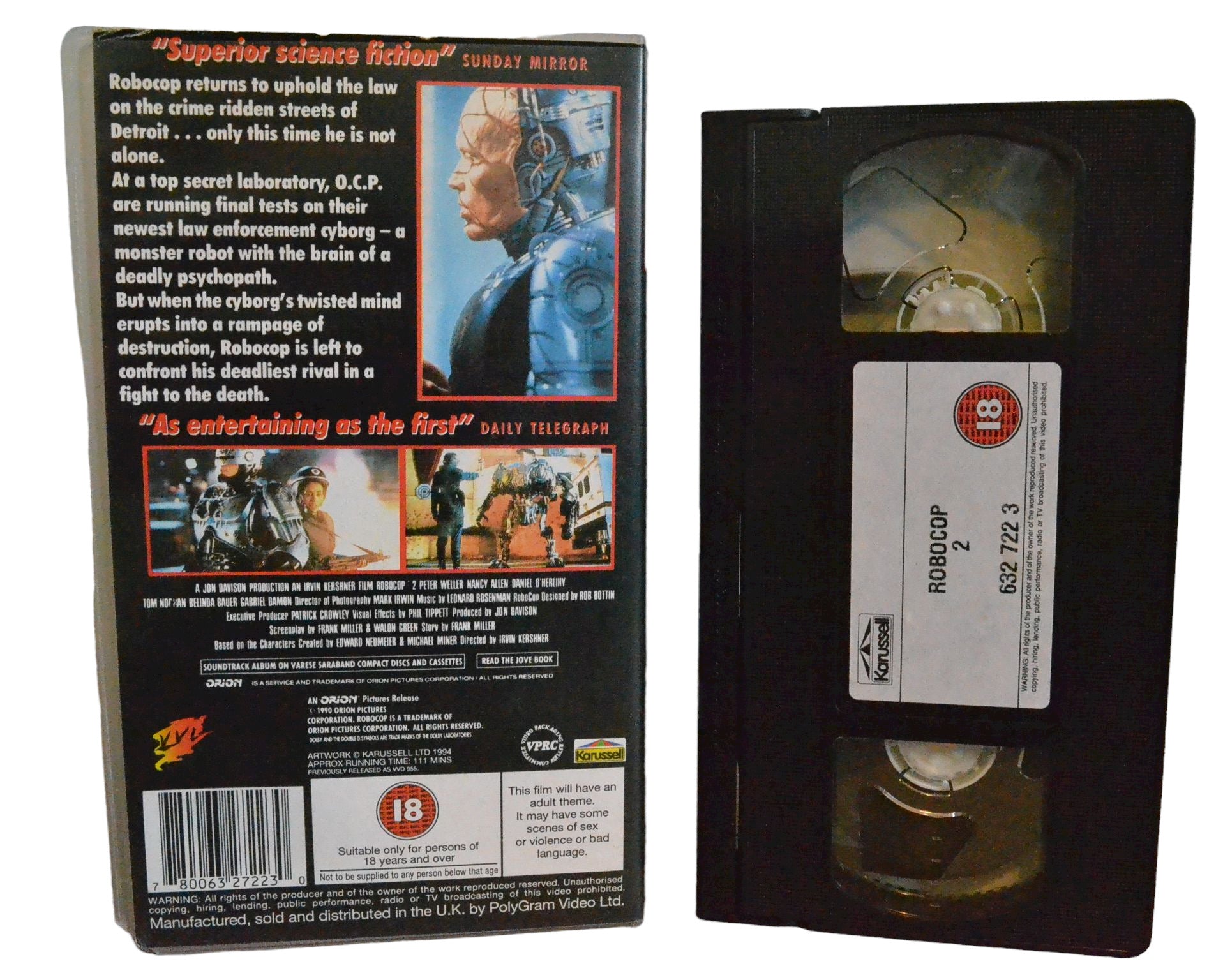 Robocop 2 - Peter Weller - 4 Front Video - Action - Pal - VHS-